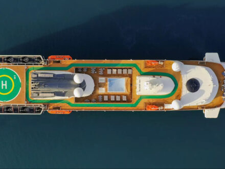 Aerial view of a cruise ship