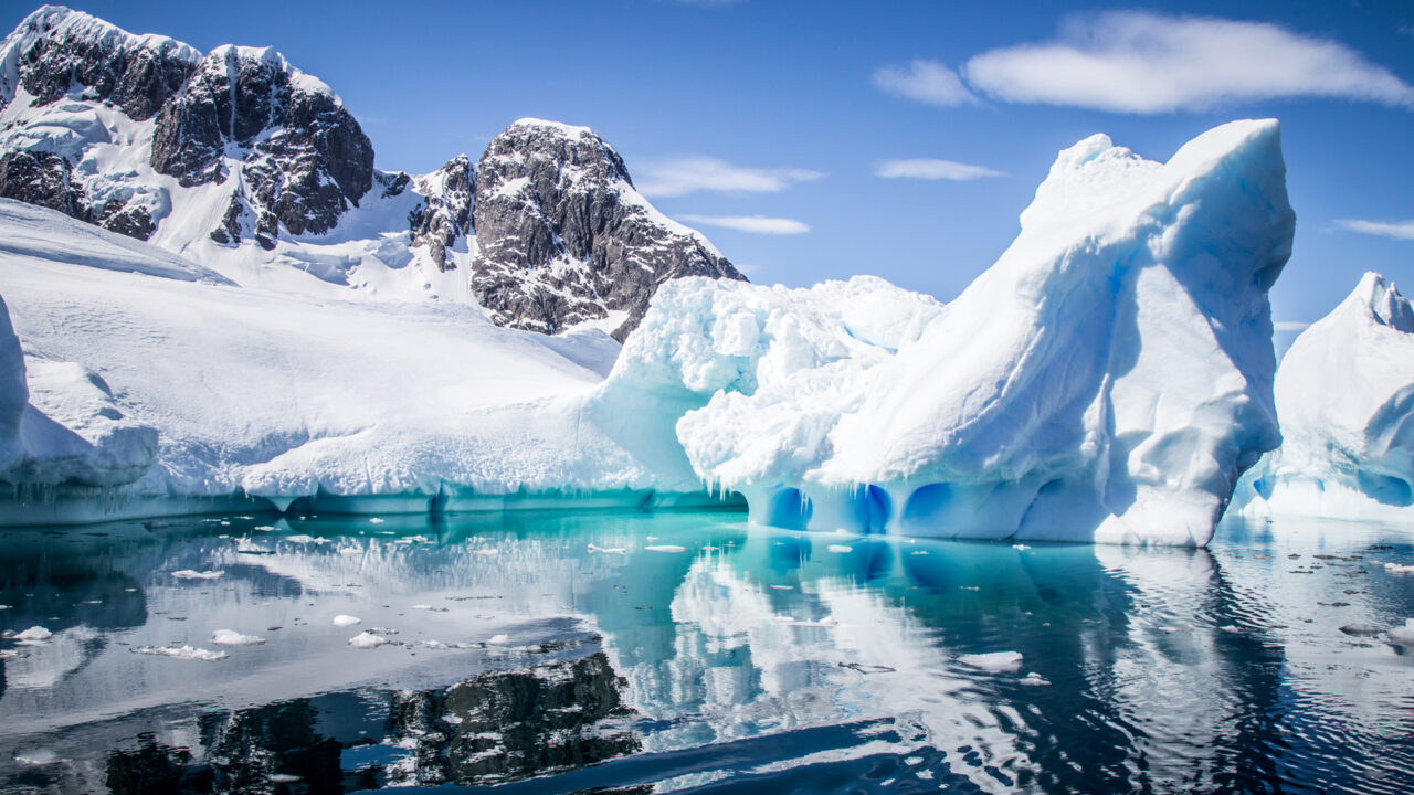 Icebergs reflecting in the water