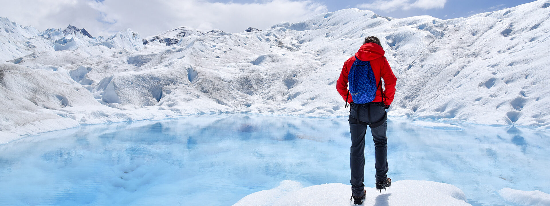 Man hiking on ice