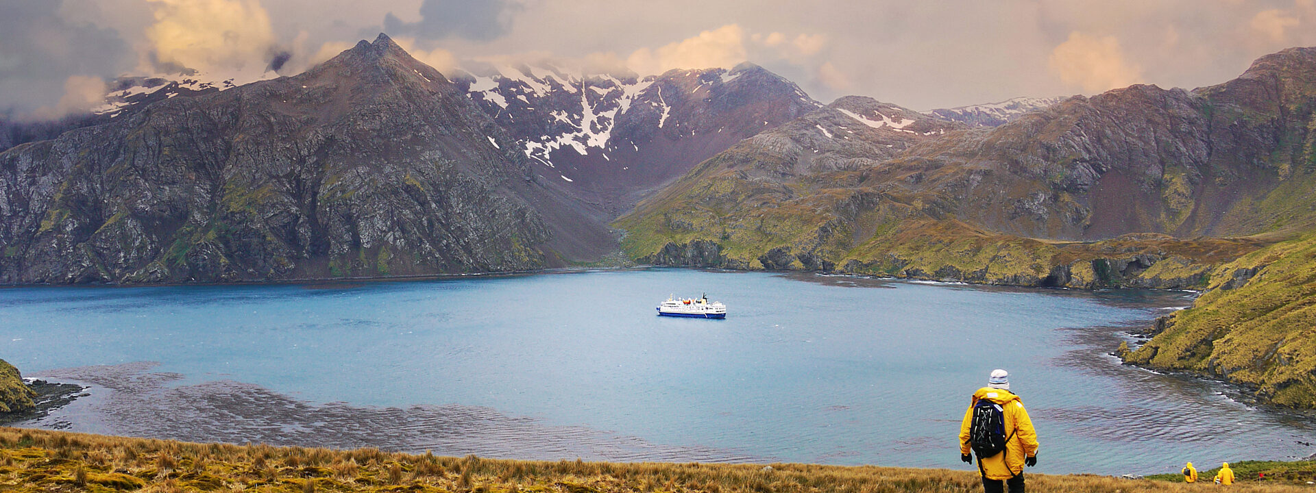 Man hiking on South Georgia island