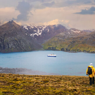 Man hiking on South Georgia island