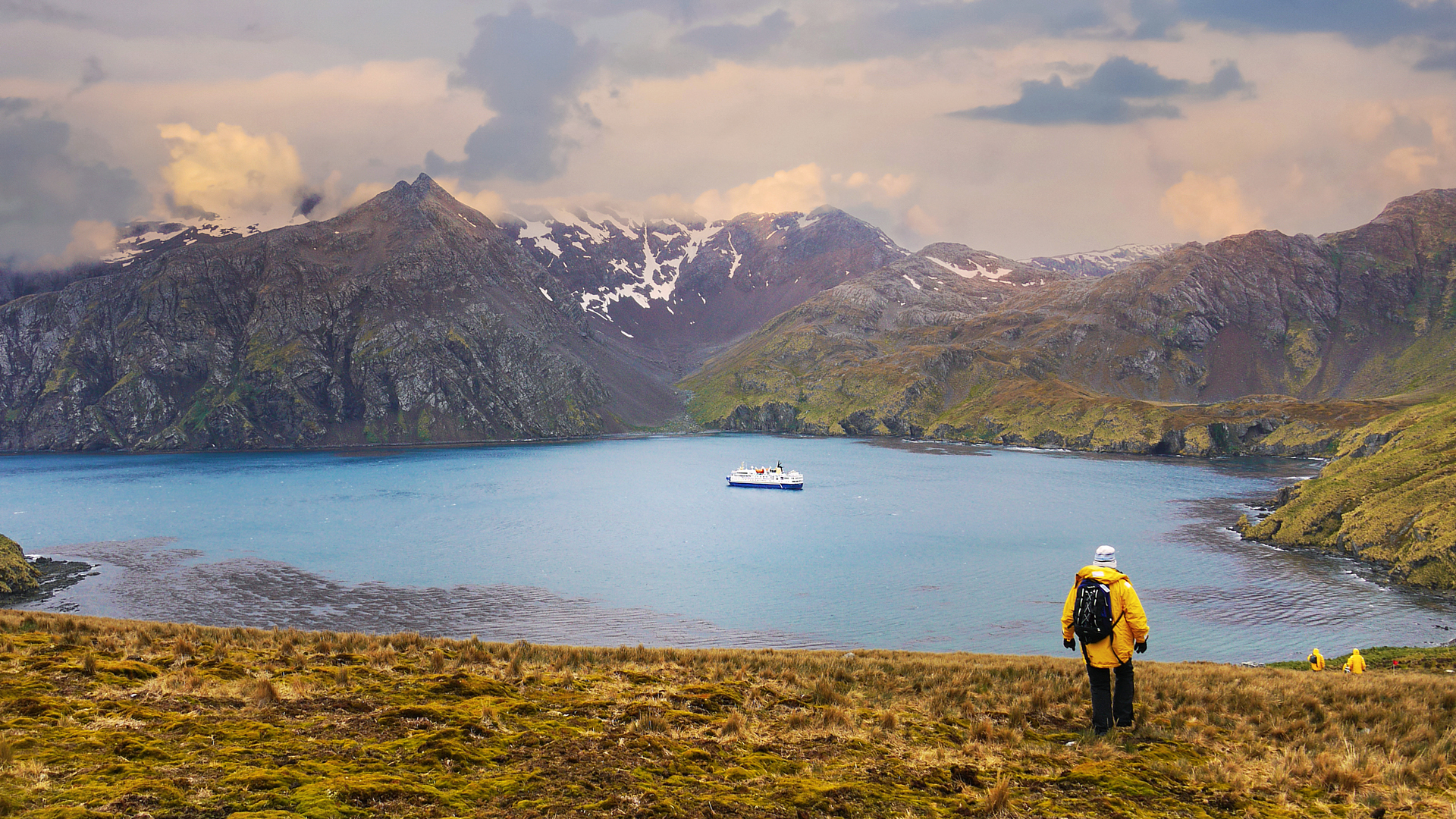 Man hiking on South Georgia island