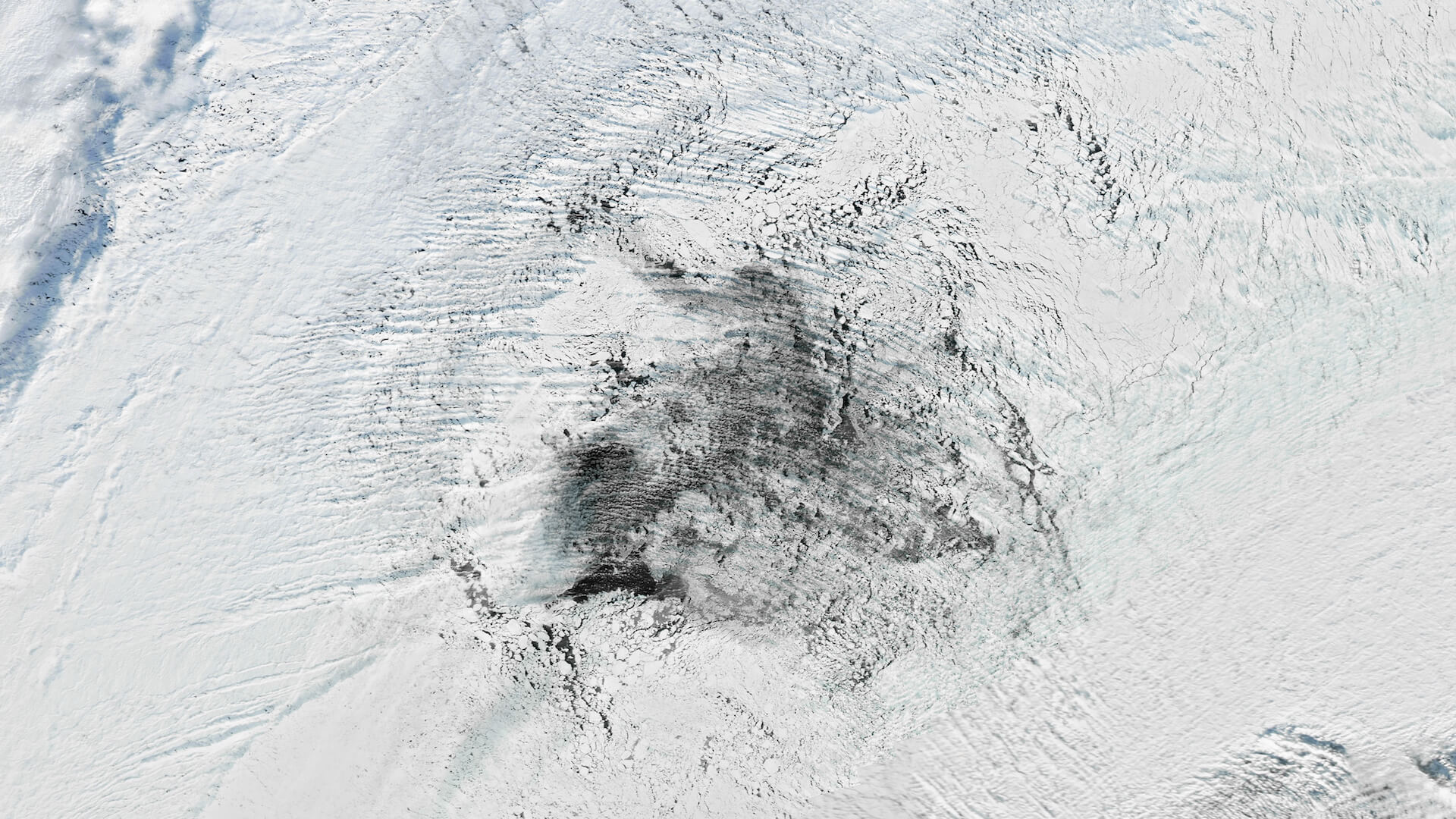 Image of a large polynya in the Weddell Sea captured by NASA’s Aqua satellite on August 14, 2016
